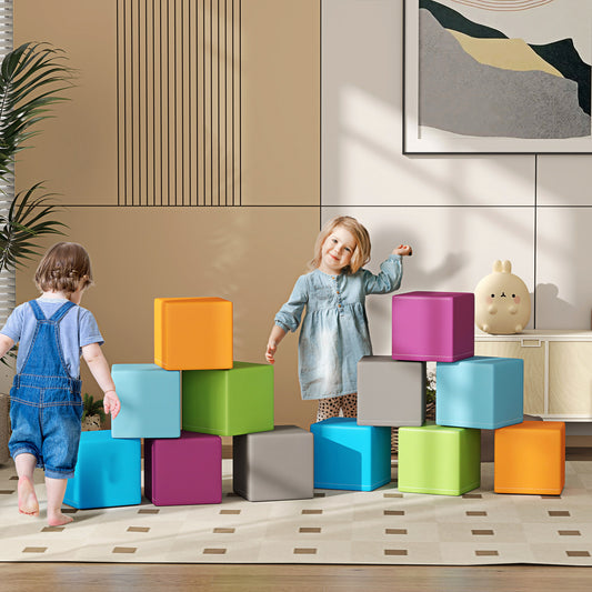 12 Piece Soft Play Blocks Soft Foam Toy Building And Stacking Blocks - Multicolours Baby Gym & Playmats   at Gallery Canada