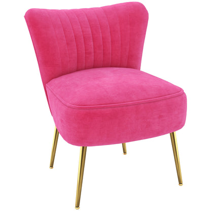 Velvet Lounge Chair, Modern Accent Chair for Living Room with Gold Steel Legs and Tufting Backrest, Pink Accent Chairs Multi Colour  at Gallery Canada