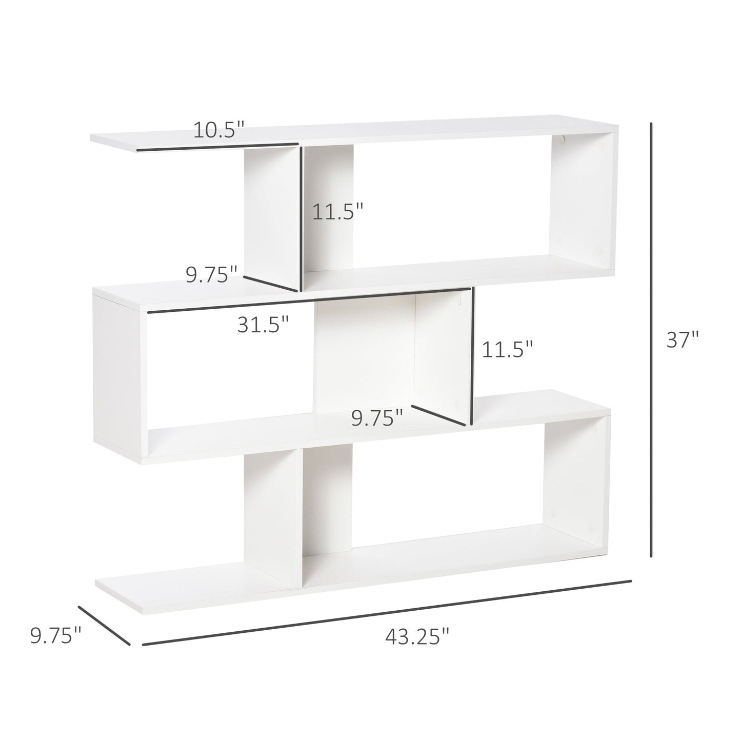 Versatile 3-tier Multi-Shelf Bookshelf Wood Stand Bookcase Storage Display Home Office Organizer, White Small Bookshelves White  at Gallery Canada