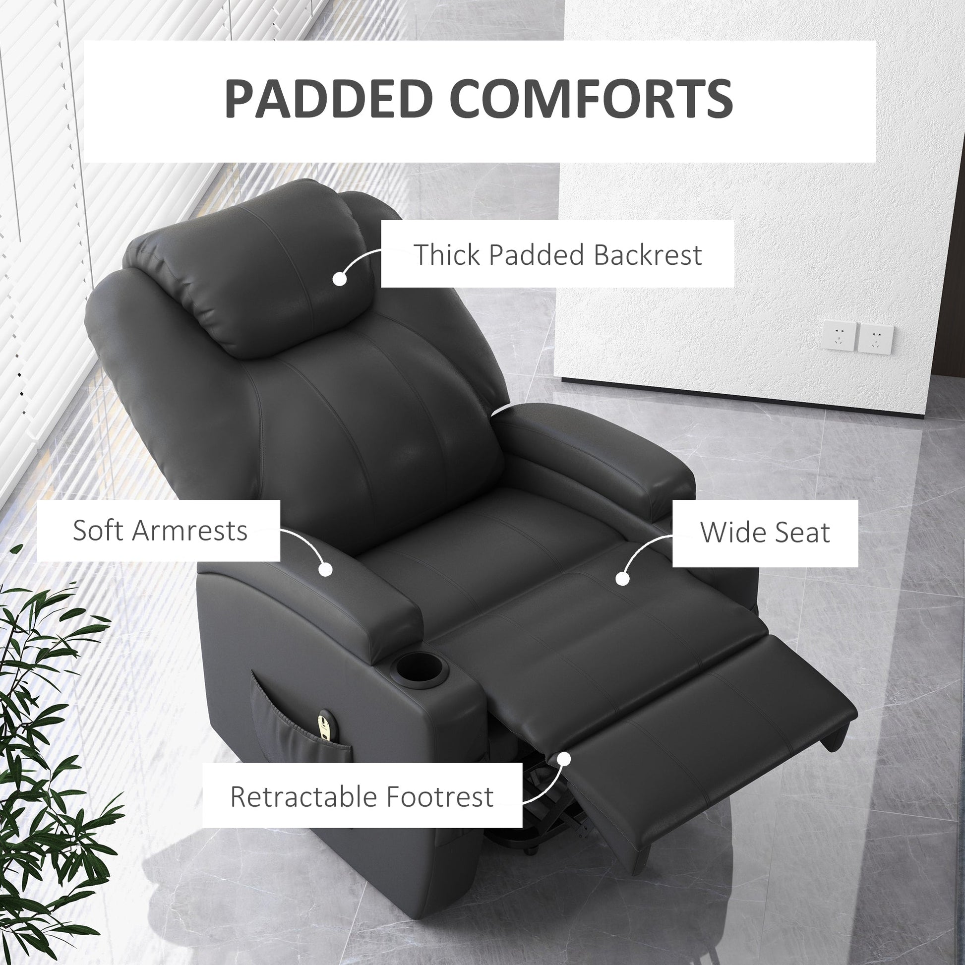 Power Recliner, Electric Lift Chair for Elderly with Footrest, Remote Control, Side Pockets and Cup Holders, Grey Electric Power Lift Chairs   at Gallery Canada