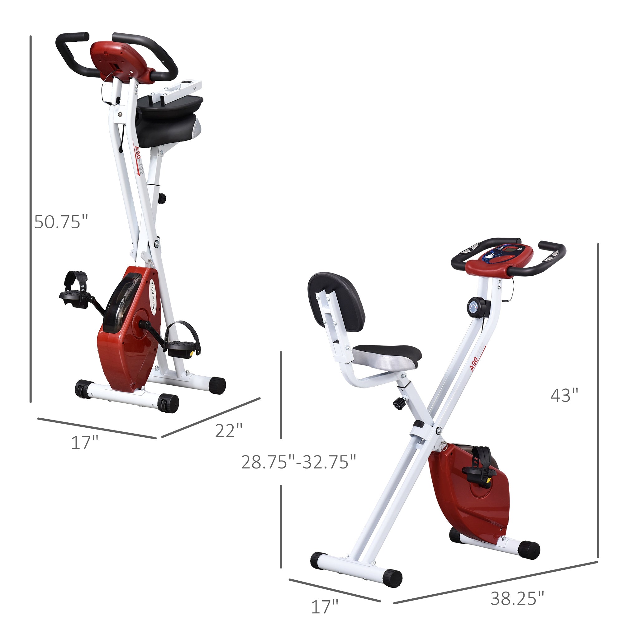 Foldable Indoor Stationary Bike with 8 Levels of Magnetic Resistance, Exercise Bike for Cardio Workout, Red Exercise & Stationary Bikes at Gallery Canada