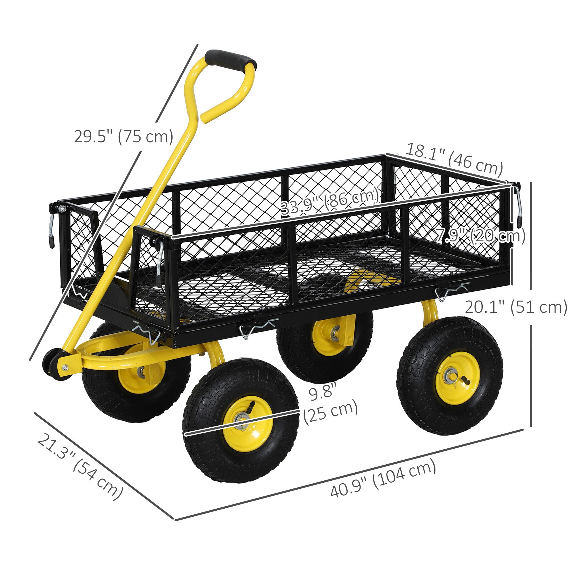 Steel Garden Cart, Utility Wagon with Removable Sides, 10