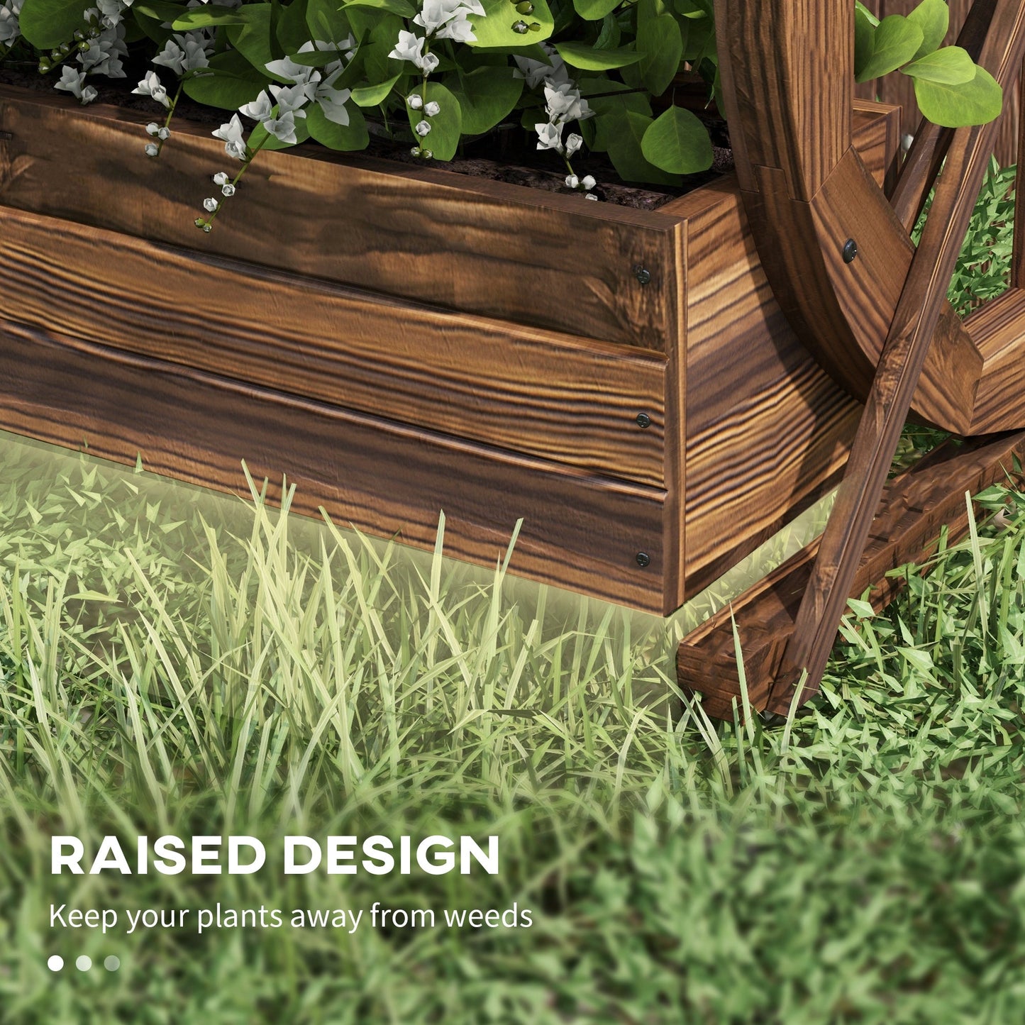 Wooden Wagon Planter Box, 2-Tier Raised Garden Bed, for Vegetables Flowers Herbs Wooden Planter Boxes   at Gallery Canada