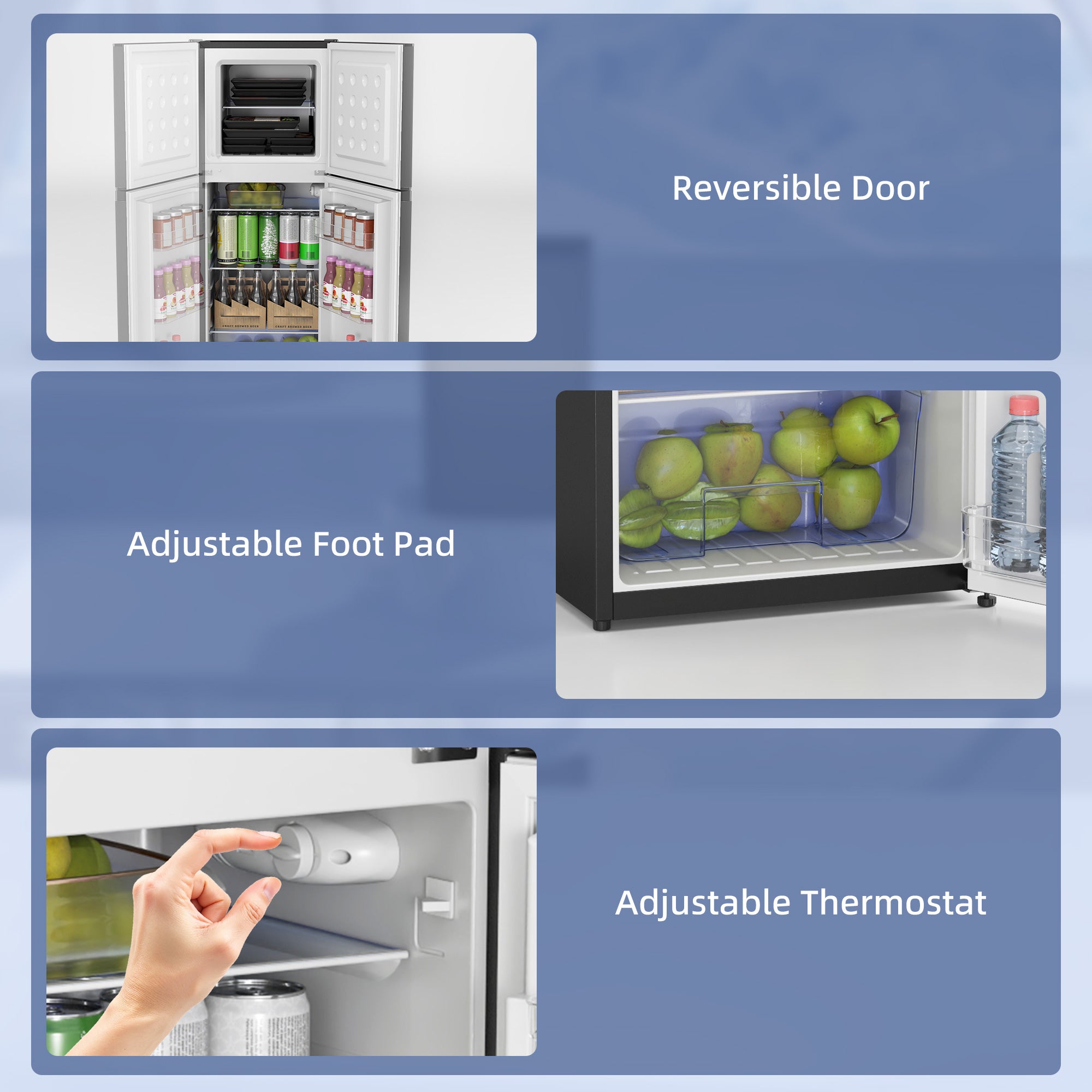 Double Door Mini Fridge with Freezer, 4.6 Cu.Ft Small Refrigerator with Thermostat, Shelves, Reversible Door, Black Small Kitchen Appliances at Gallery Canada