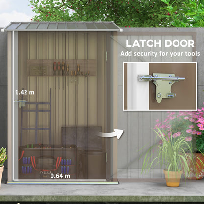 3.3' x 3.4' Lean-to Outdoor Garden Storage Shed, Galvanized Steel with Lockable Door for Patio Brown and White Sheds   at Gallery Canada