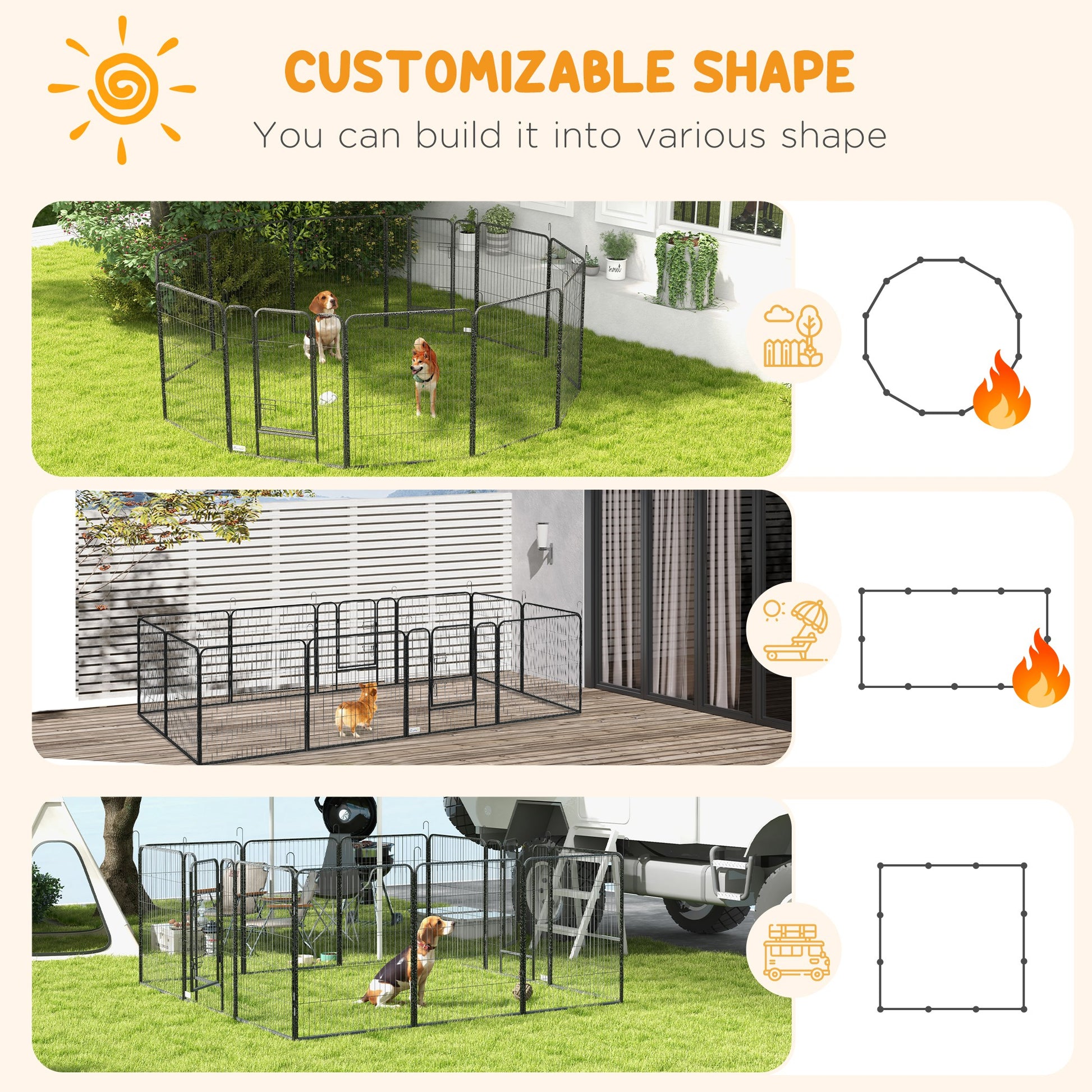 Dog Pen with Gate, 12 Panels Puppy Playpen, Dog Fence, 39"H Houses, Kennels & Pens   at Gallery Canada