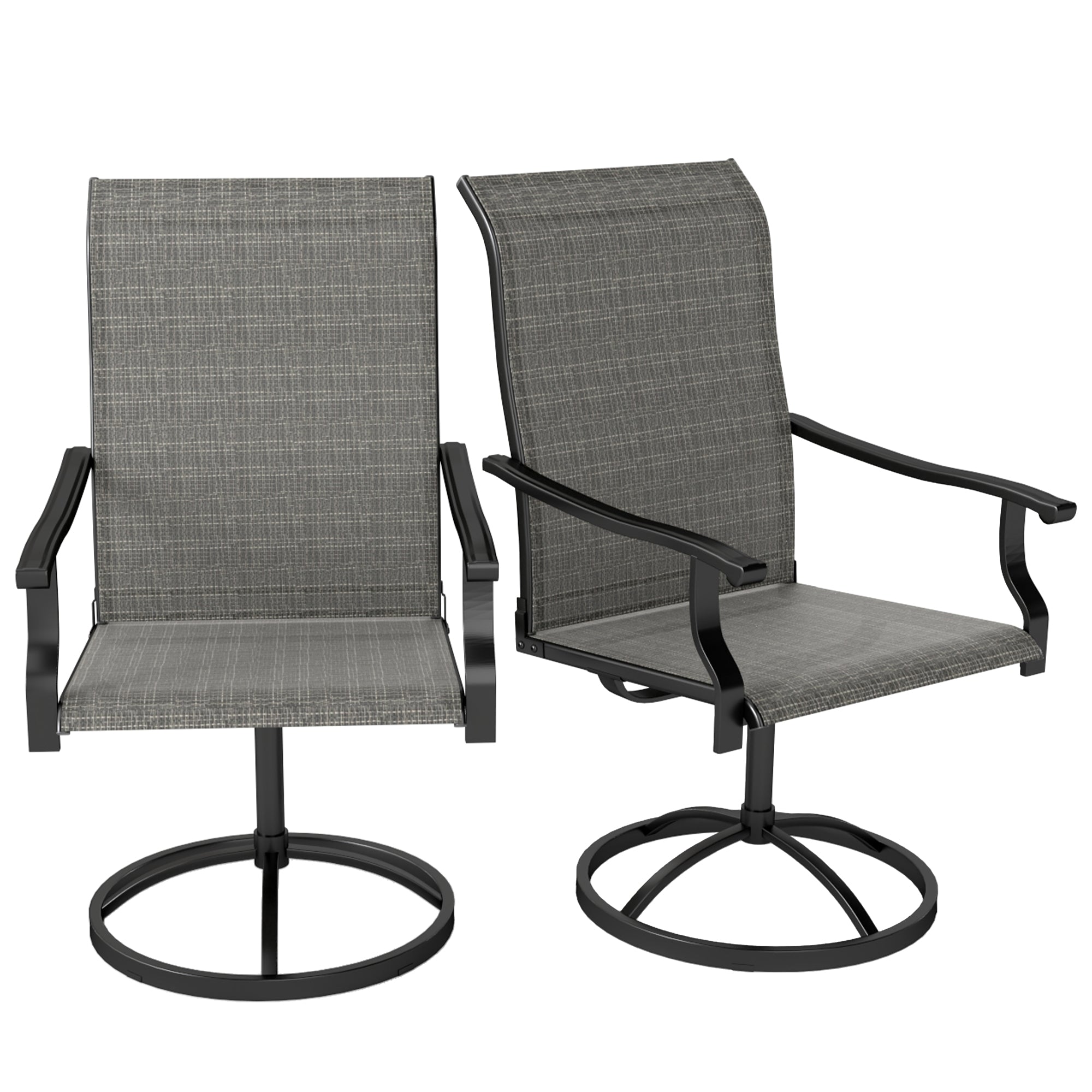 Outdoor Swivel Dining Chairs Set of 2, High Back Swivel Chairs with All Weather Mesh for Deck, Backyard, Poolside, Grey Patio Chairs Multi Colour at Gallery Canada