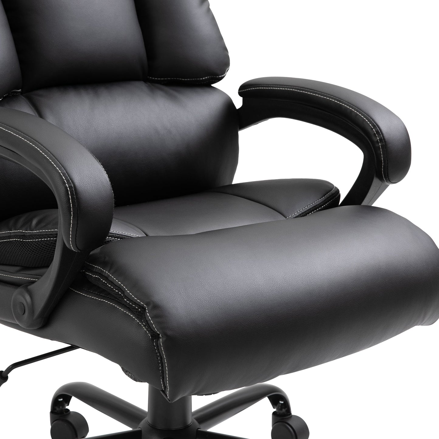 Ergonomic Heavy-Duty Office Chair with Adjustable Height, PU Leather, Rocker, 360° Swivel, 400lbs Capacity, Black Executive & Manager Chairs   at Gallery Canada