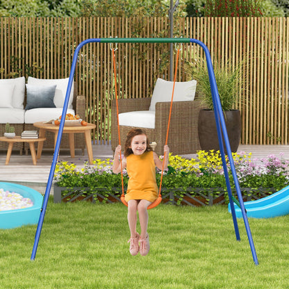 Kid Swing Set with Safety Harness for Baby, Kids 6 Months+, Heavy Duty Swing Set for Indoor/Outdoor, Backyard, Orange Gym Sets & Swings   at Gallery Canada