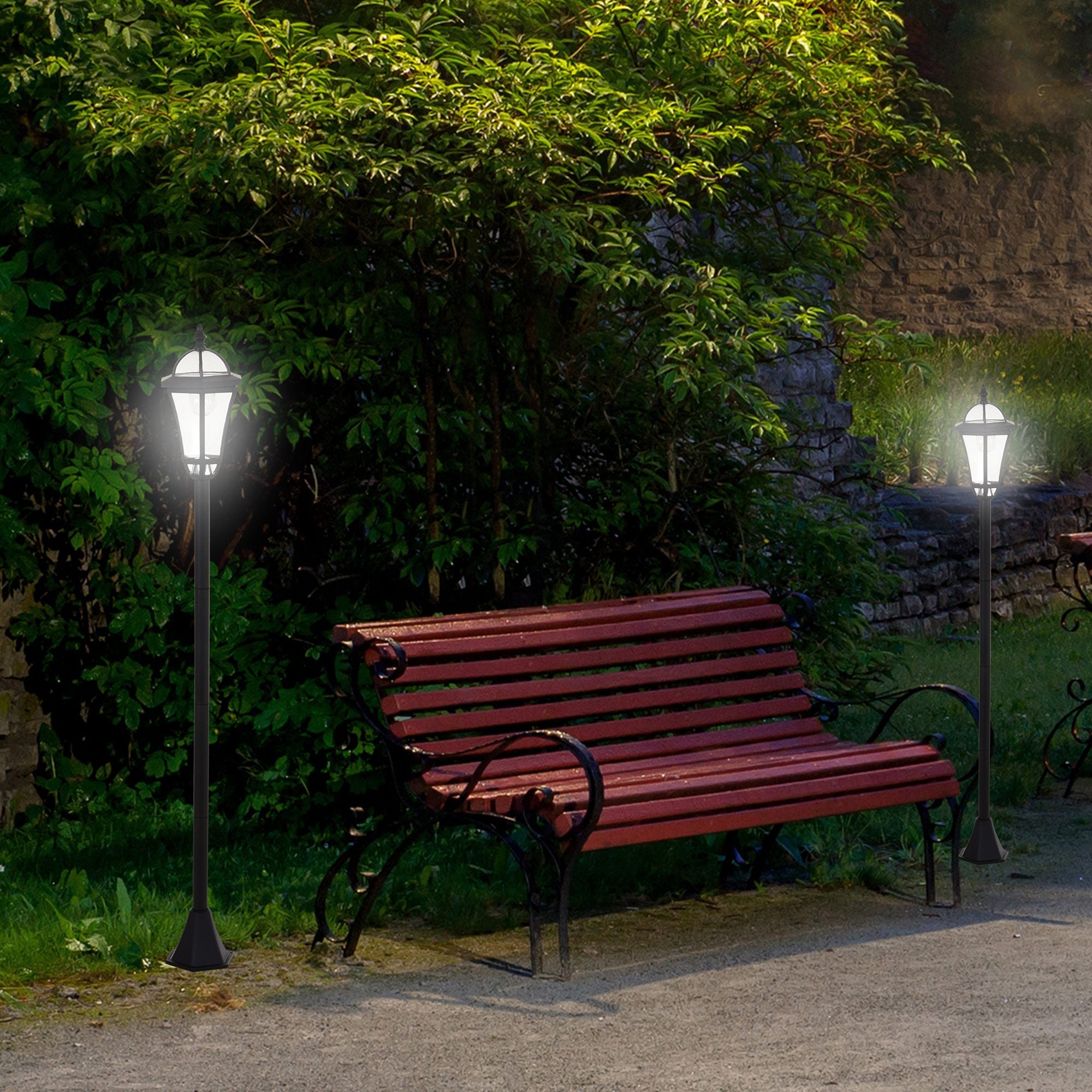 2 Piece LED Garden Lights Lamp Post Solar Powered Auto Switch Outdoor Lantern Patio Pathway Walkway Water-Resist 6 Hours Black Solar Post Lamps at Gallery Canada