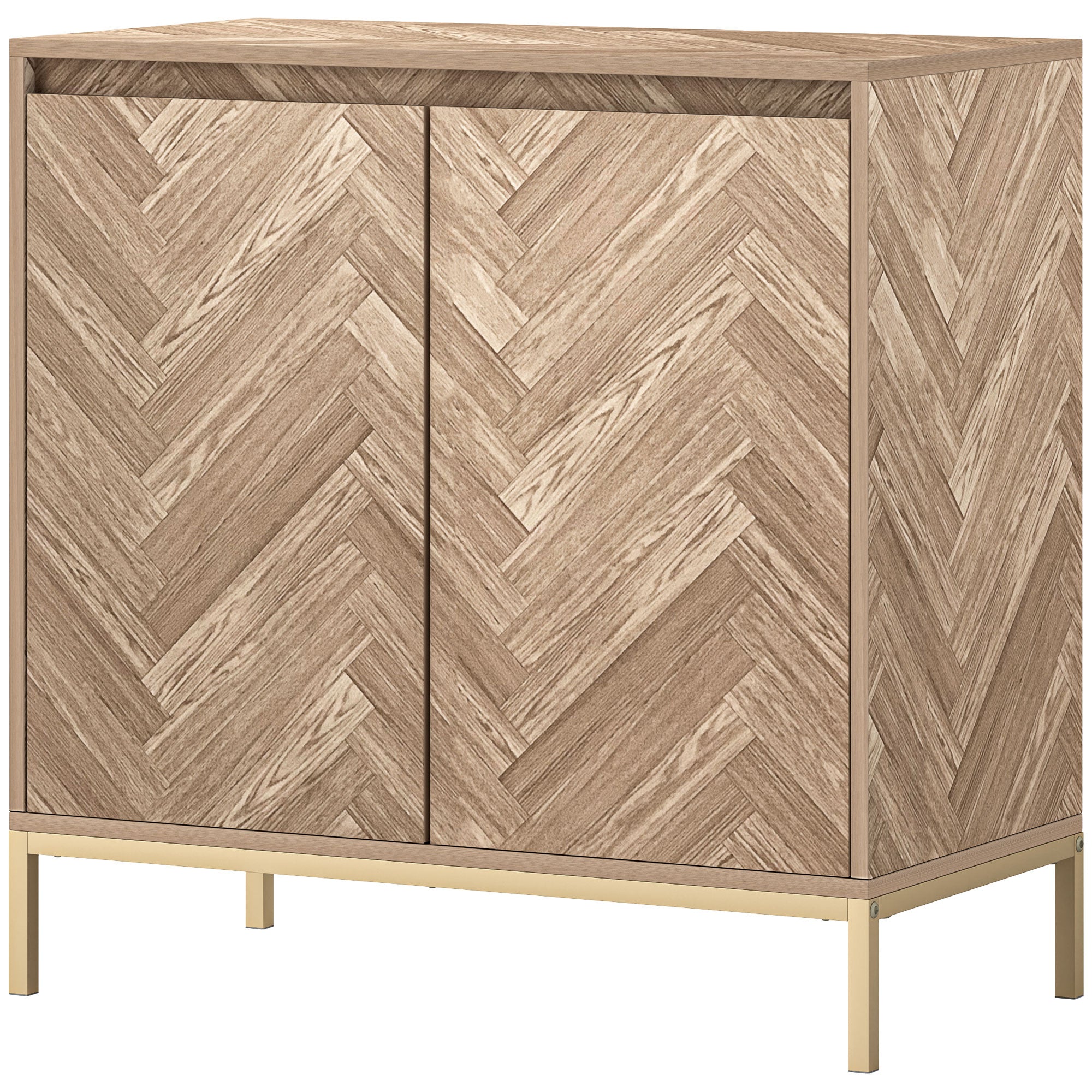 Accent Cabinet, Storage Cabinet with Doors, Adjustable Shelf and Steel Legs, Sideboard for Living Room, Oak Storage Cabinets at Gallery Canada