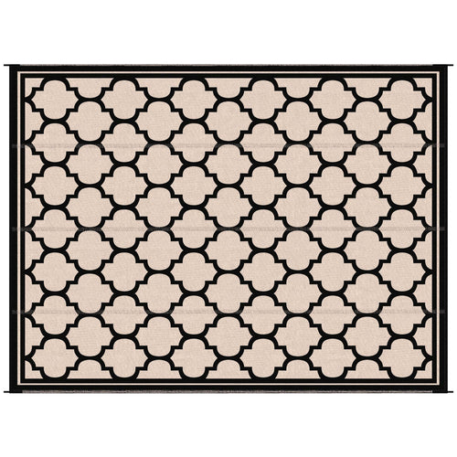 9'x12' Reversible Outdoor RV Rug, Patio Floor Mat, Plastic Straw Rug for Backyard, Deck, Beach, Camping, Black