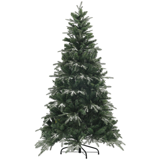 6ft Flocked Christmas Tree, Artificial Christmas Tree with 850 Branch Tips, Metal Base, Automatic Open, Green Flocked Christmas Trees   at Gallery Canada