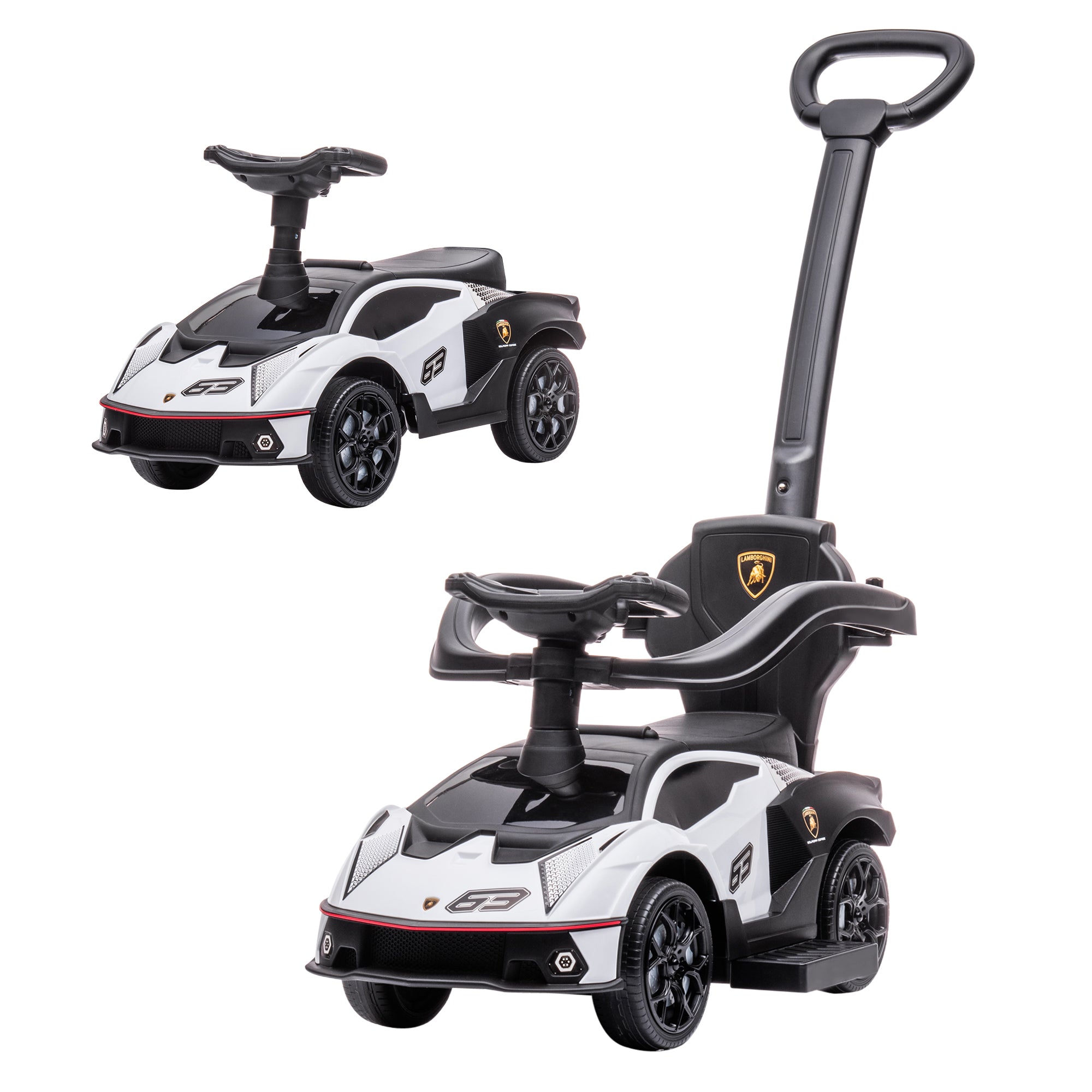 3 in 1 Ride on Push Car for Toddlers, Licensed Kids Sliding Car with Safety Protection Footrest Horn, White Push Cars for Toddlers White, Black at Gallery Canada
