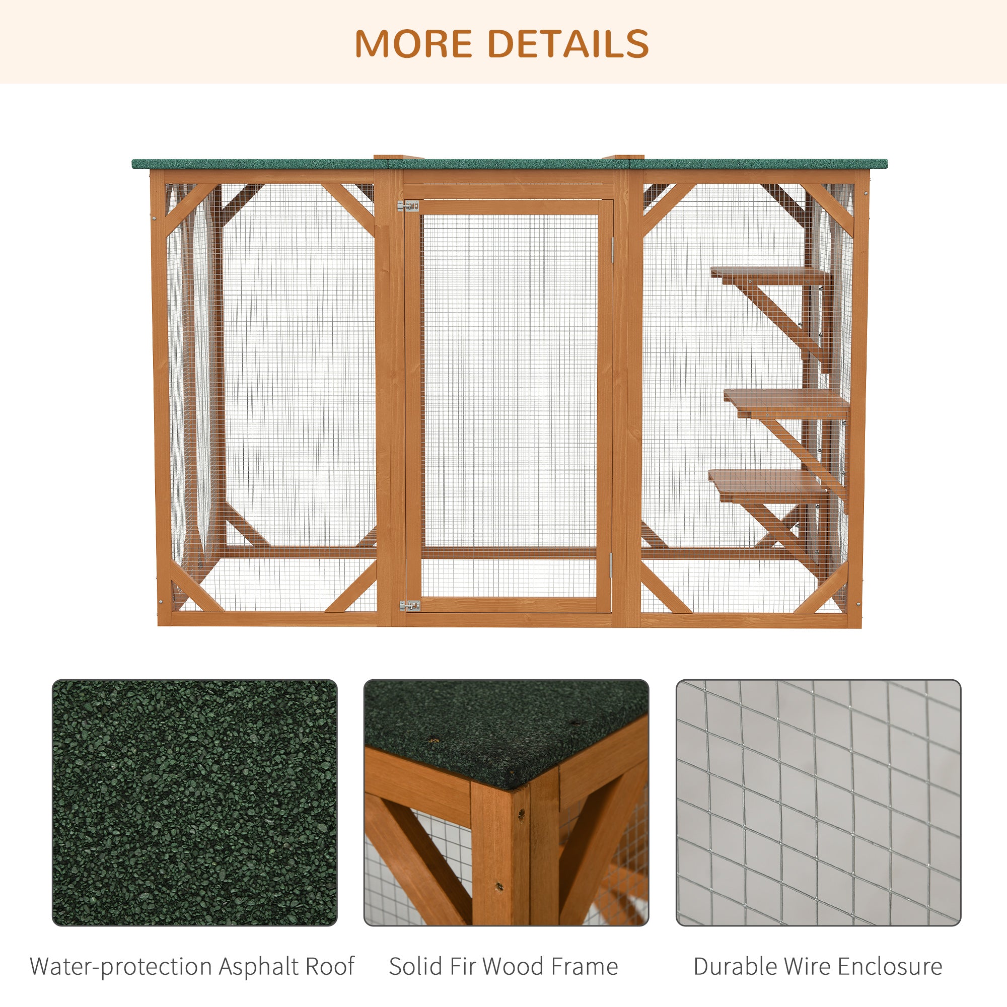 Cat Cage Indoor Catio Outdoor Cat Enclosure Pet House Small Animal Hutch for Rabbit, Kitten, Crate Kennel with Waterproof Roof, Multi-Level Platforms, Lock, Orange Outdoor Cat Enclosures at Gallery Canada