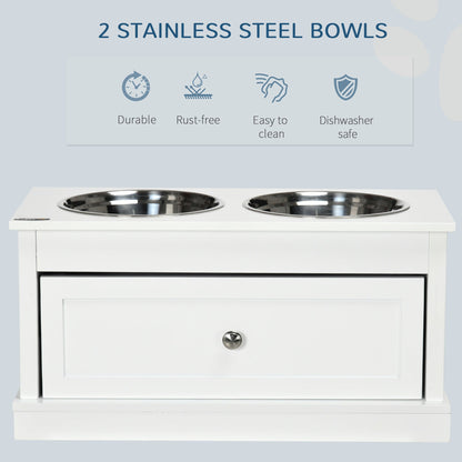 Elevated Dog Bowls with Storage Drawer for Large Dogs, White Dog Bowls   at Gallery Canada