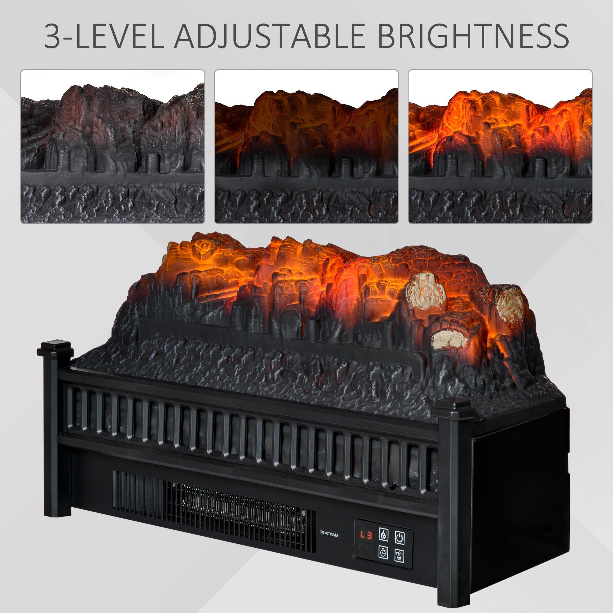 Electric Fireplace Logs, Freestanding or Insert Fireplace Heater with Remote Control, Timer, 1400W, Black Electric Fireplaces   at Gallery Canada