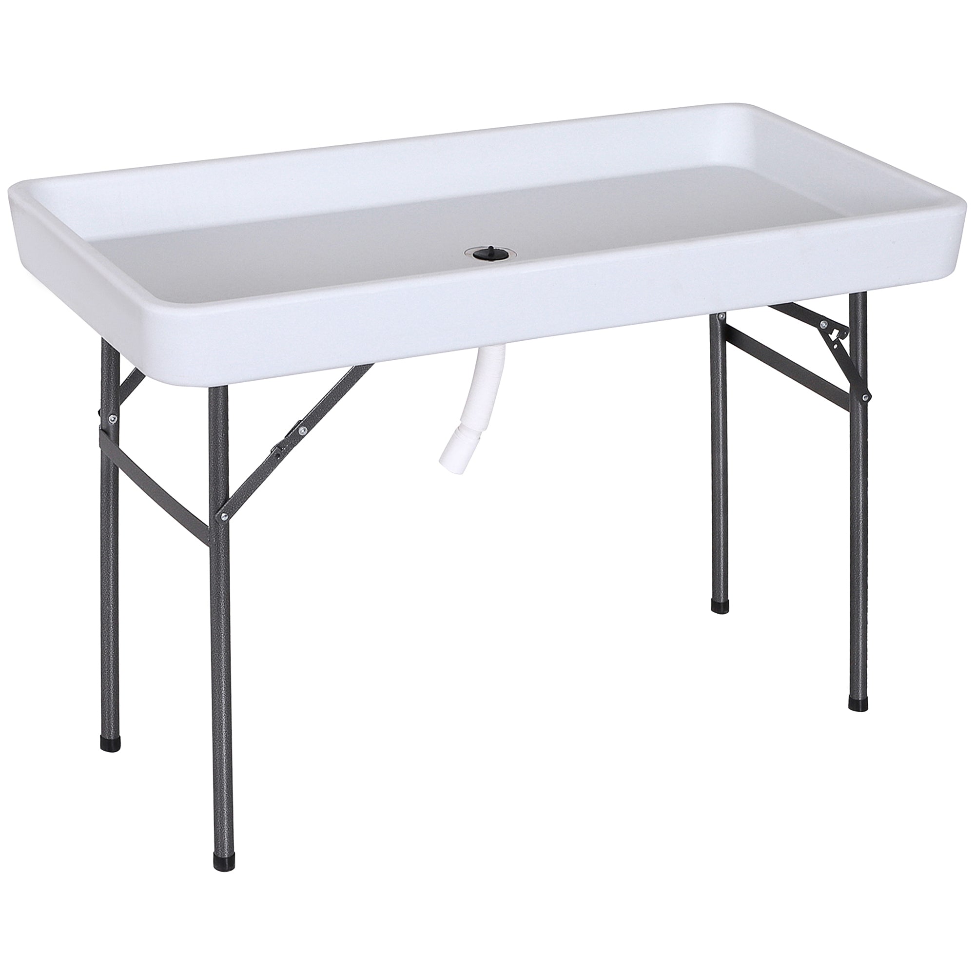 4ft Folding Picnic Table, Fish Fillet Cleaning Table, Camping Party Desk with Sink, White Picnic Tables & Camping Chairs White at Gallery Canada