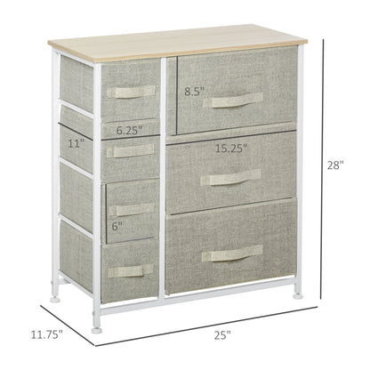 7-Bin Dresser Storage Tower Cabinet Organizer Unit, Easy Pull Fabric Bins with Metal Frame for Living Room, Grey Storage Cabinets   at Gallery Canada