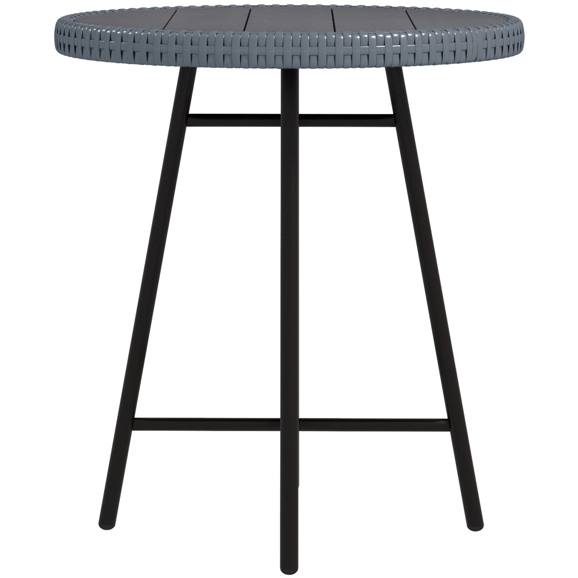 Patio Wicker End Table with Plastic Wood Table Top and X-Shape Support for Backyard, Garden, Balcony, Grey Patio Side Tables Black and Grey  at Gallery Canada