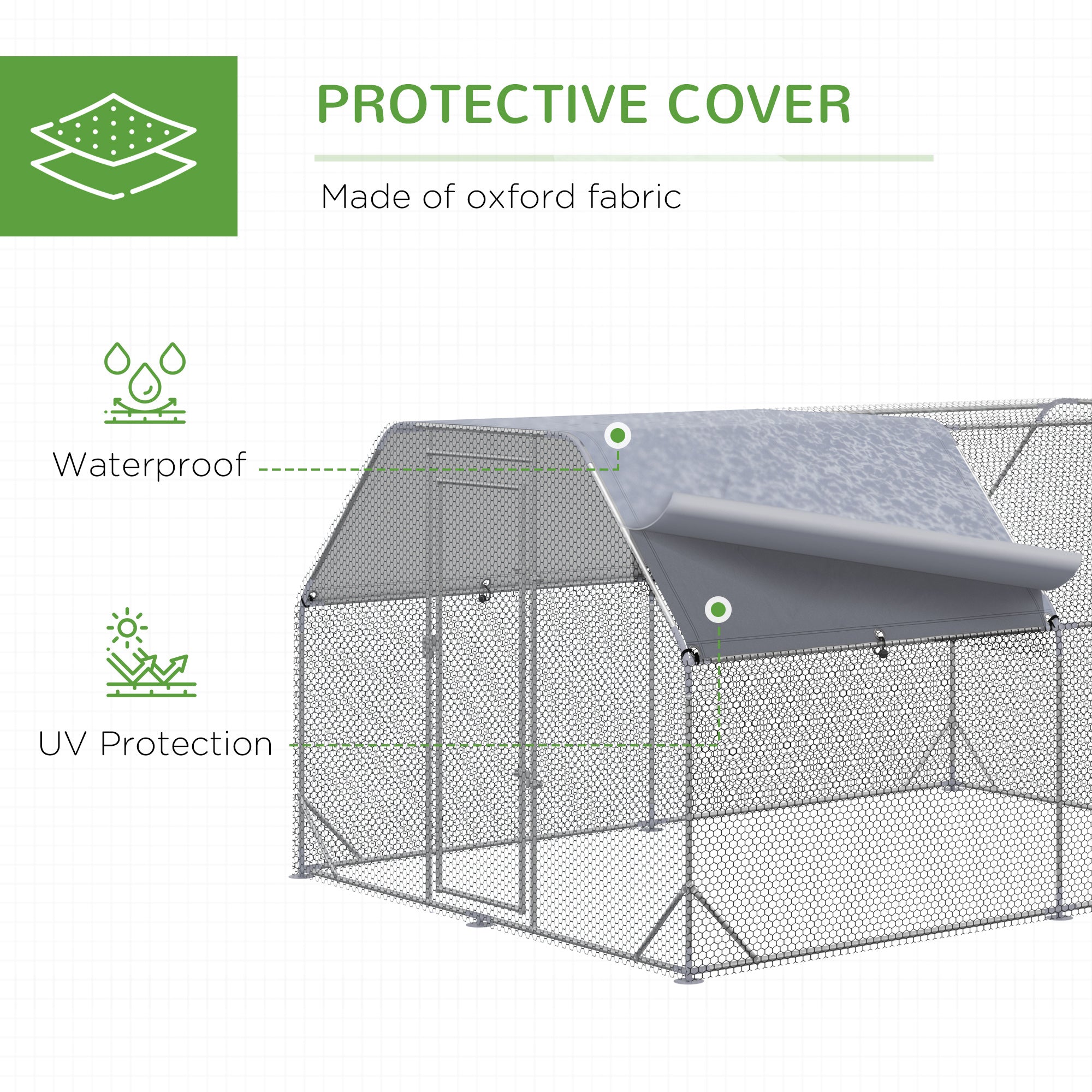Galvanized Large Metal Chicken Coop Cage Walk-in Enclosure Poultry Hen Run House Playpen Rabbit Hutch with Cover for Outdoor Backyard 9.2' x 12.5' x 6.5' Silver Chicken Coops at Gallery Canada