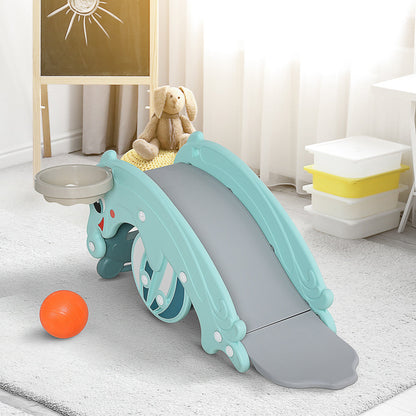 Dual-Use 3-in-1 Kids Slide & Rocking Horse with Basketball Hoop, Green Rocking Horses   at Gallery Canada