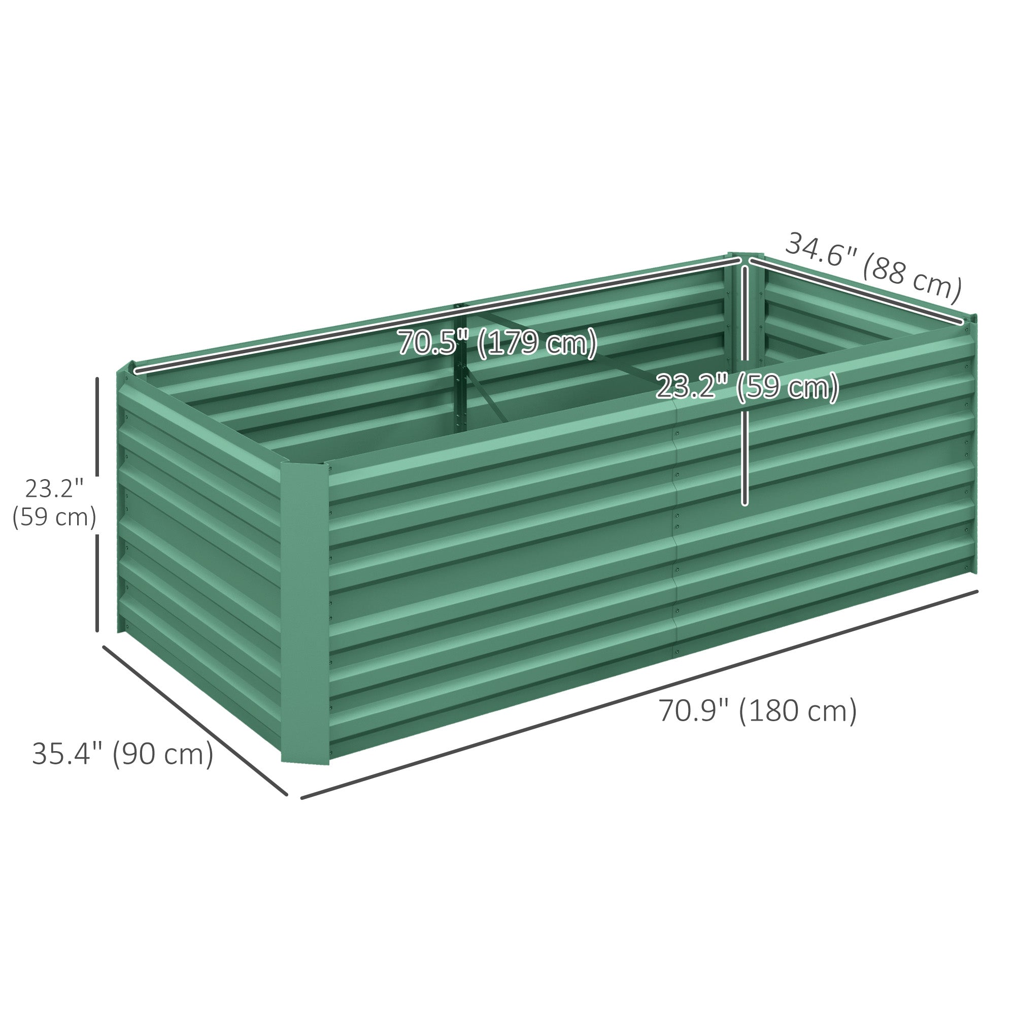 Galvanized Raised Garden Bed, Steel Outdoor Planters with Reinforced Rods, 71