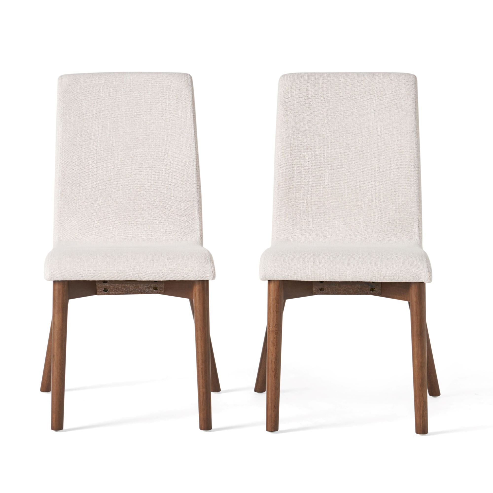 of 2 Scandinavian Dining Chairs with Solid Rubberwood Legs, High Back, Contemporary Fabric Side Chairs, 20