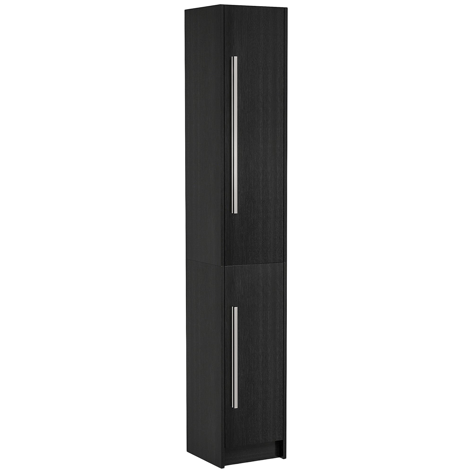 Freestanding Tall Bathroom Storage Cabinet with Adjustable Shelves, Bathroom Organizer, Black Wood Grain Bathroom Cabinets   at Gallery Canada