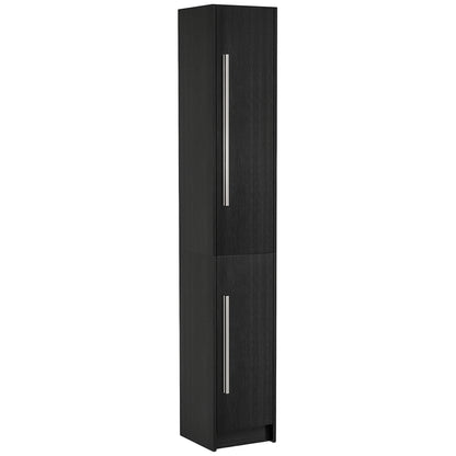 Freestanding Tall Bathroom Storage Cabinet with Adjustable Shelves, Bathroom Organizer, Black Wood Grain Bathroom Cabinets   at Gallery Canada