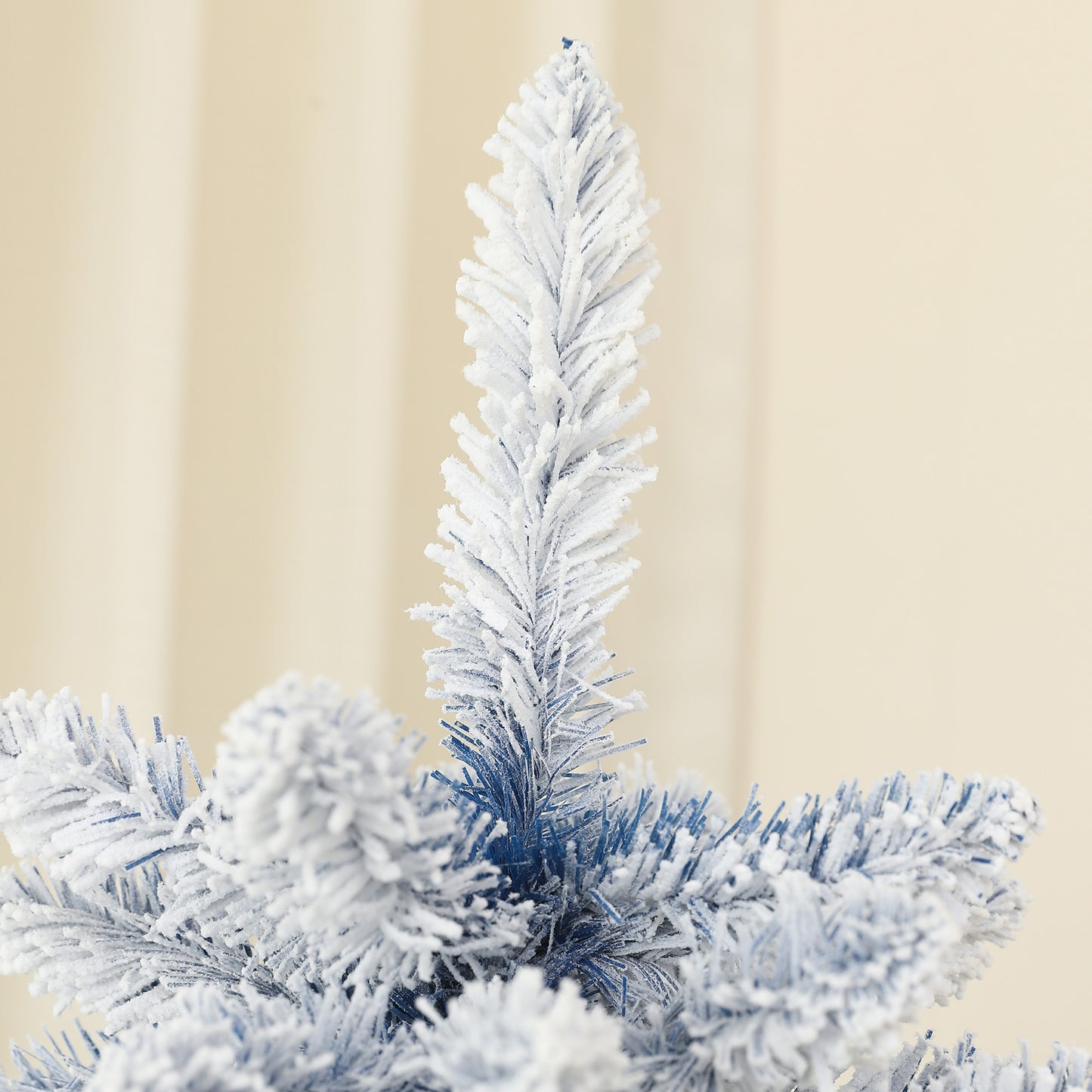 6ft Flocked Blue Christmas Tree, Artificial Christmas Tree with Hinged Design, Faux Snow, for Home Office Holiday Xmas Flocked Christmas Trees   at Gallery Canada