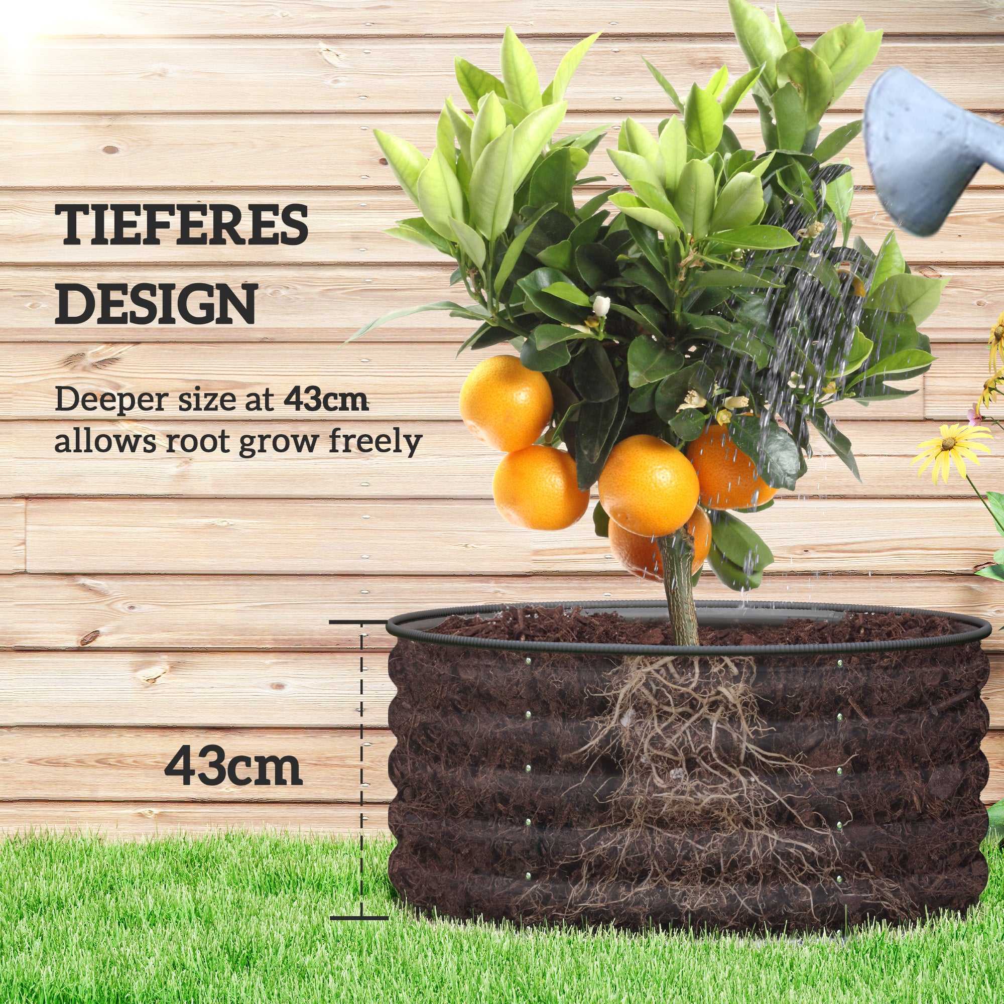 Galvanized Raised Flower Bed, 3 x 3 x 1.5 ft Outdoor Metal Raised Bed with Safety Edging and Gloves, Dark Grey Raised Garden Beds at Gallery Canada