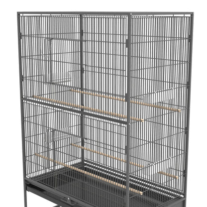 60" Bird Cage with Stand for Cockatiels Canaries Lovebirds Finches, Budgie Cage with Wheels, Removable Tray, Storage Shelf Bird Cages   at Gallery Canada