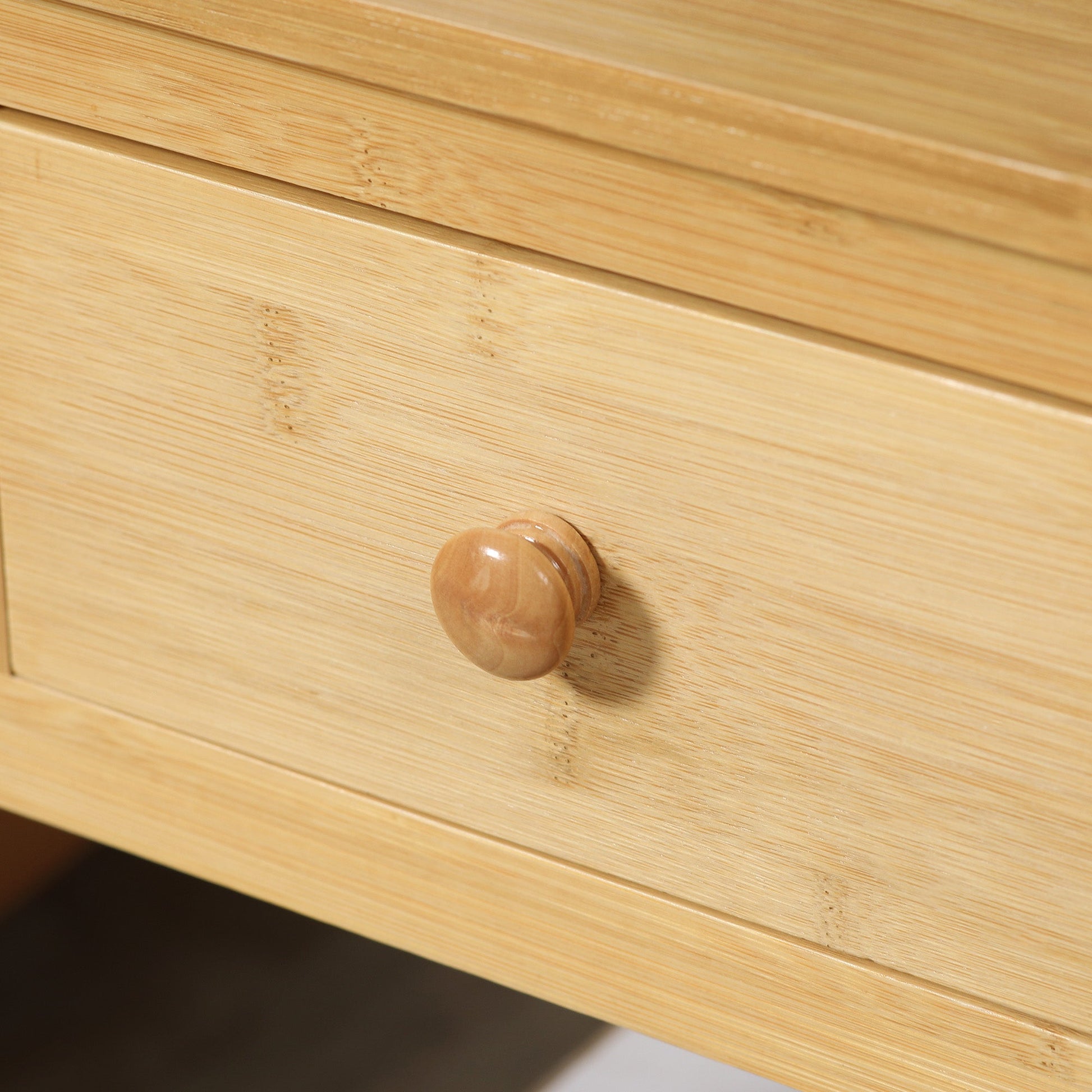 Bamboo Side Table with Drawer and Storage Shelf, Slim End Table Nightstand for Small Spaces, Natural Side Tables   at Gallery Canada