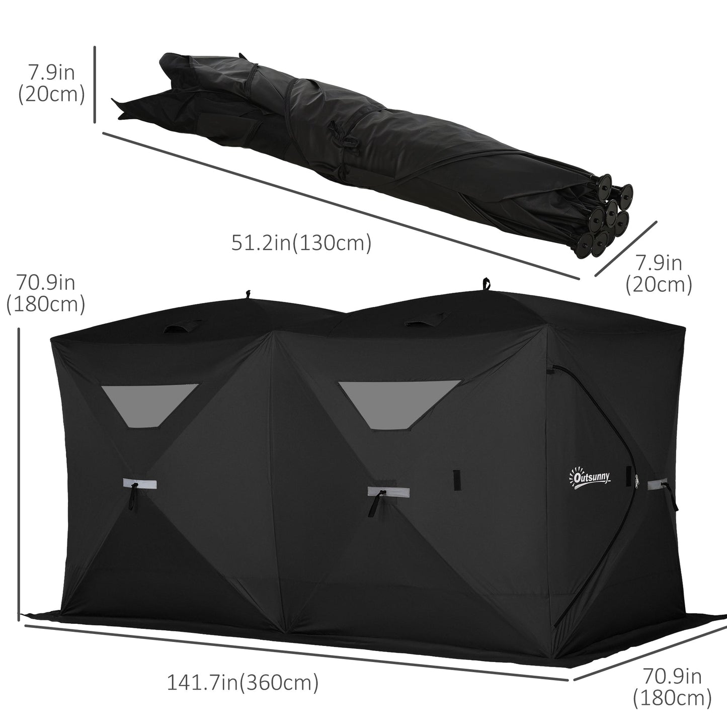 5-8 Person Pop-up Ice Fishing Shelter, Portable Ice Fishing Tent, Black Ice Fishing Tents   at Gallery Canada
