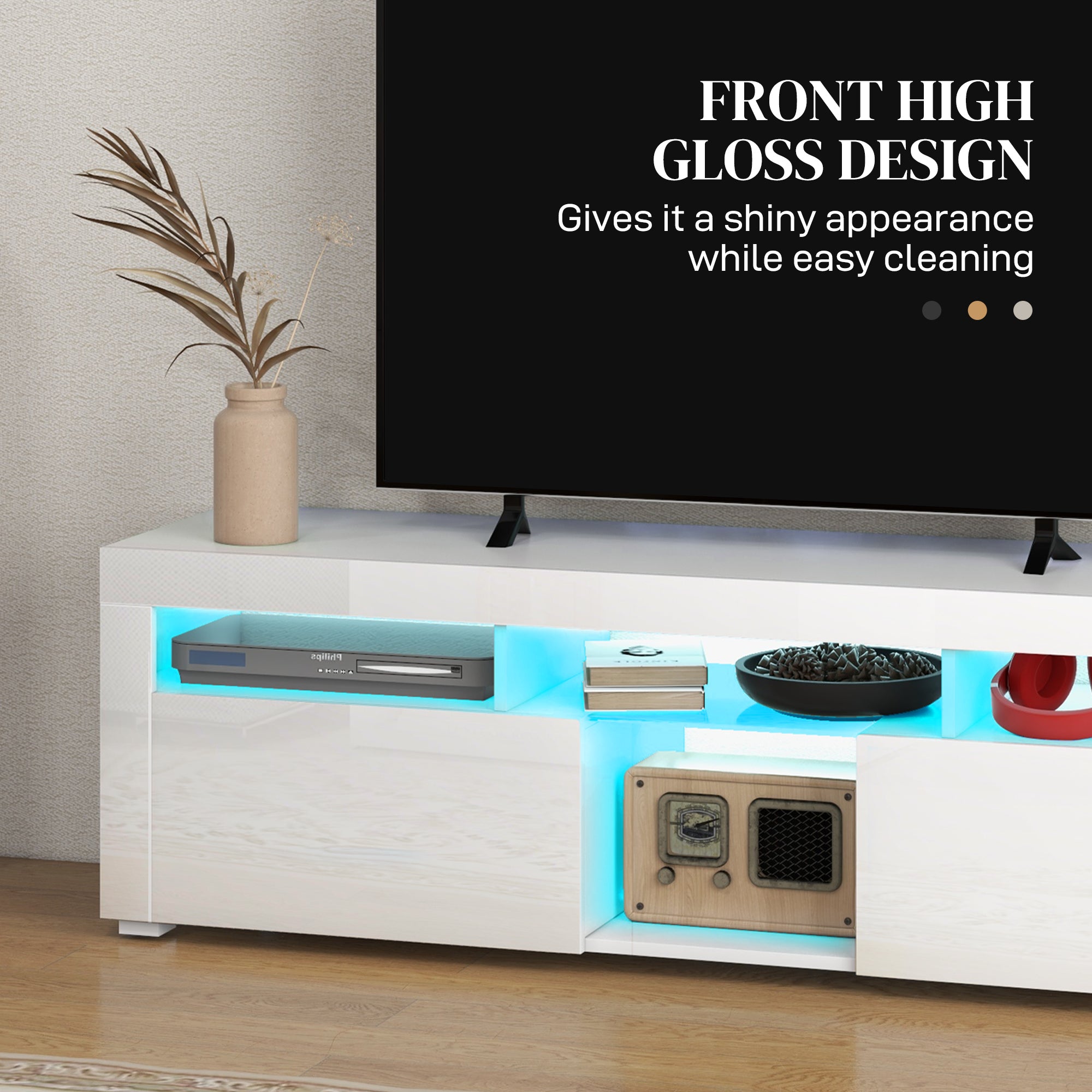 Modern TV Stand with Storage and LED Lights for TVs up to 55