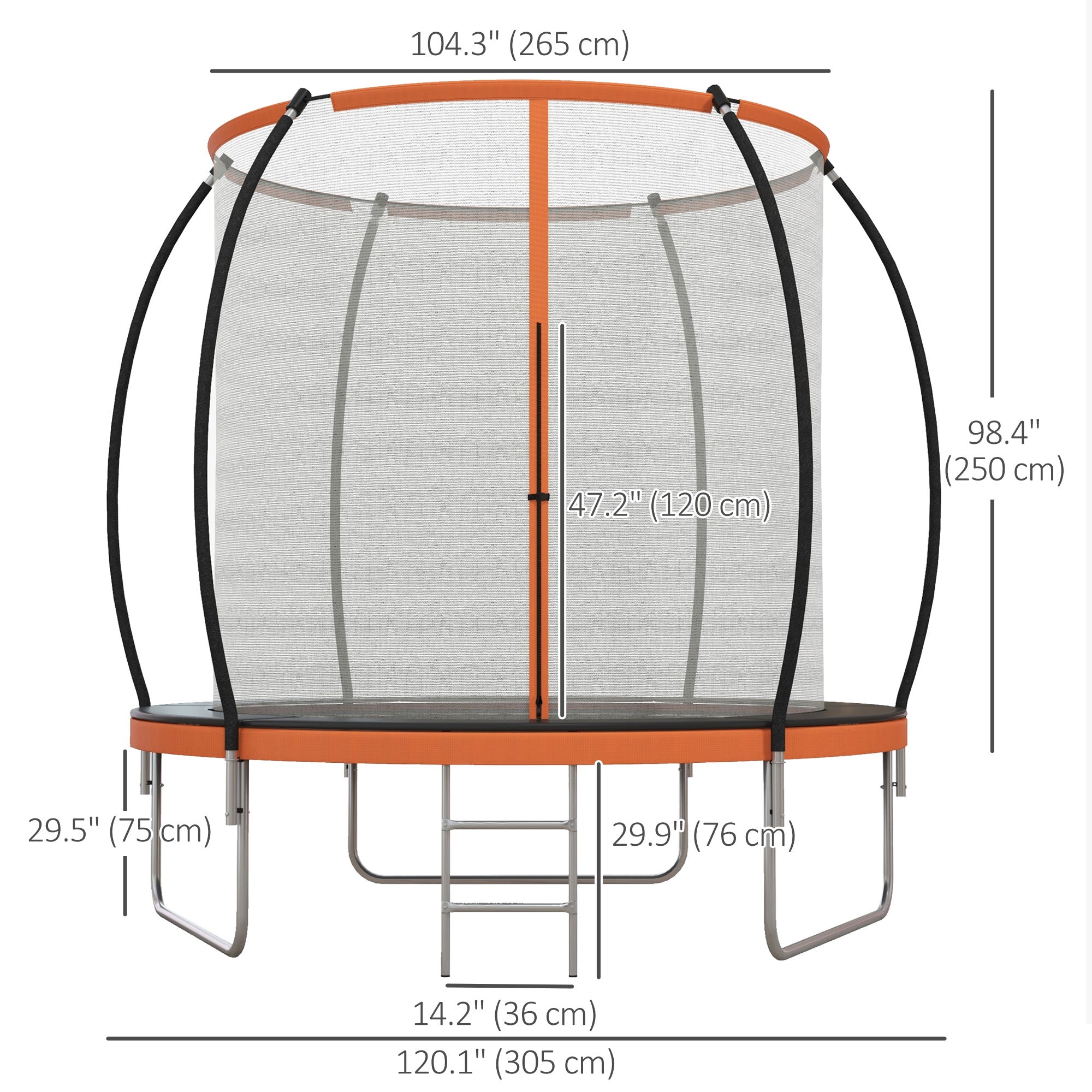 10ft Outdoor Trampoline with Enclosure Net and Ladder, Backyard Fitness Trampoline for Teens and Adults Trampolines at Gallery Canada