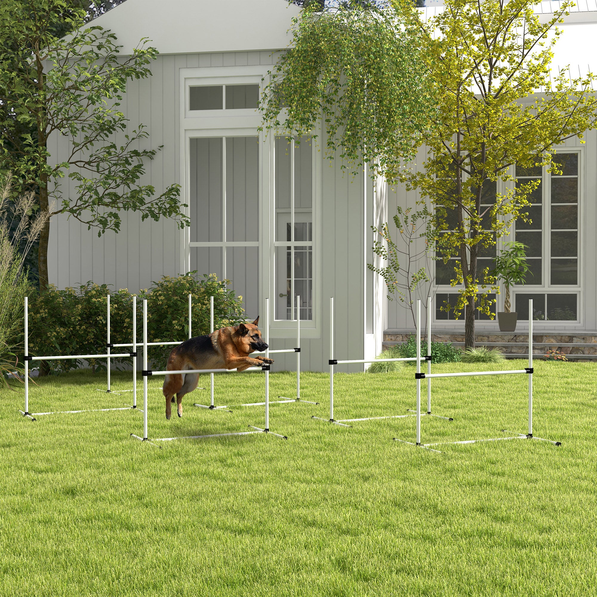 Set of 6 Dog Agility Training Equipment Adjustable Jump Bar Pet Exercise Kit with Carrying Bag (Blue) Dog Agility Training Equipment at Gallery Canada