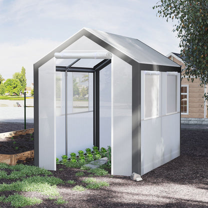 8' x 6' x 7.5' Heavy-duty Walk-in Greenhouse Outdoor Vegetable Plants Growing Warm House Seed Plant Growth Tent Polytunnel Shelter White Walk In Greenhouses   at Gallery Canada