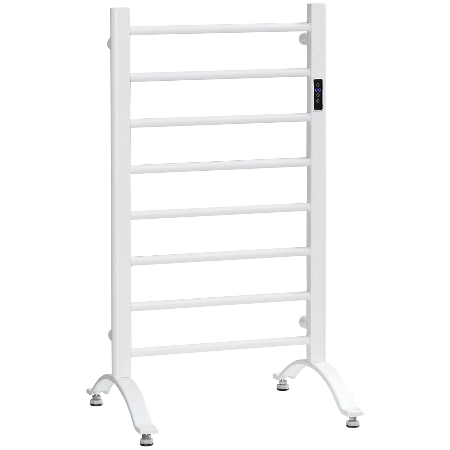 8-Bar Carbon Steel Electric Towel Warmer with Timer & LED, Wall/Freestanding, White Bath Accessories White  at Gallery Canada