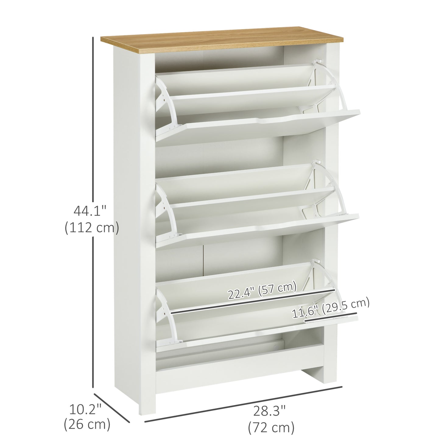 Shoe Storage Cabinet with 3 Flip Drawers and Adjustable Shelves for 18 Pairs of Shoes, White Shoe Storage Cabinets & Racks   at Gallery Canada