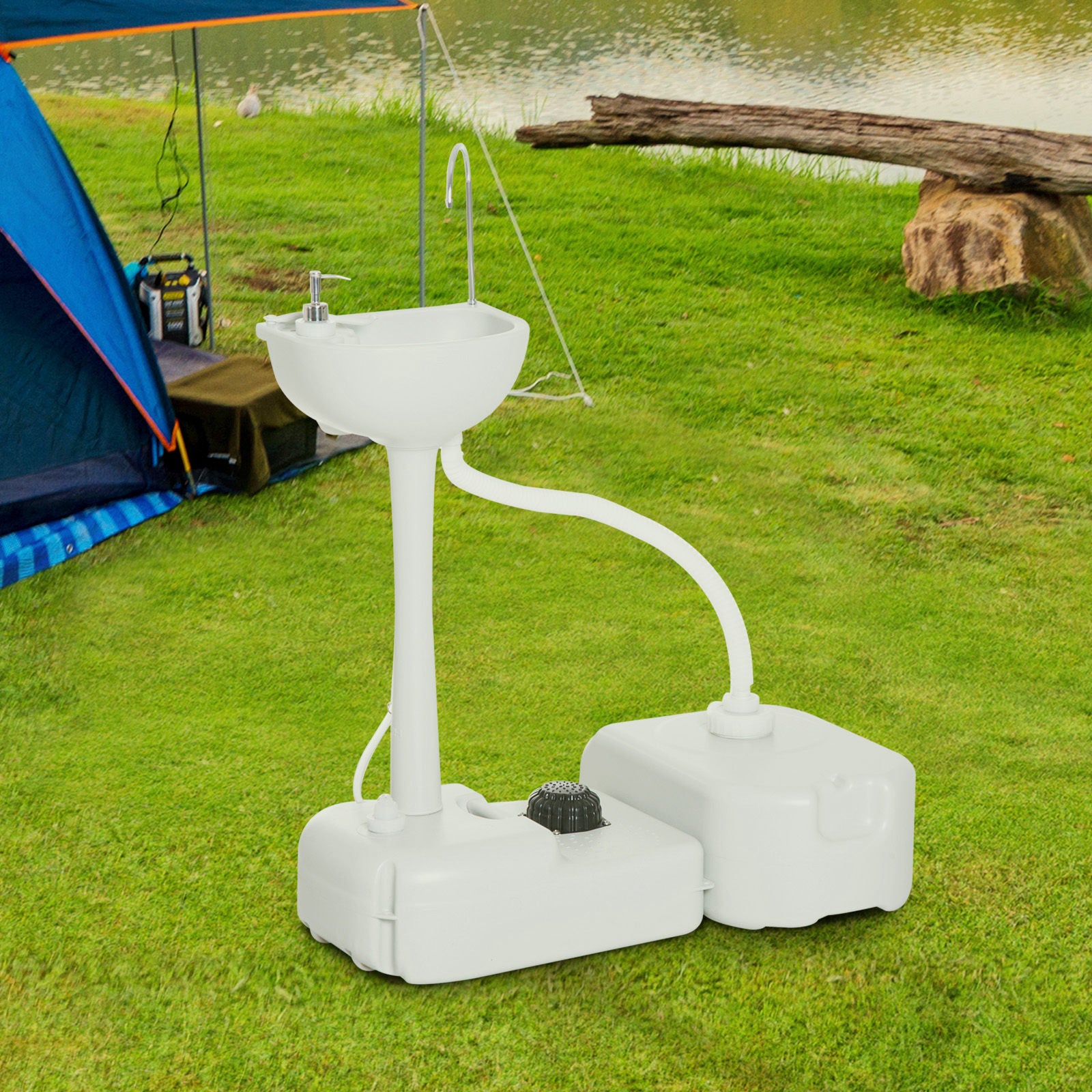 Portable Camping Sink Hand Wash Station Basin with 17L Water Tank, 24L Recovery Tank, Soap Dispenser and Towel Holder Camping Sinks at Gallery Canada