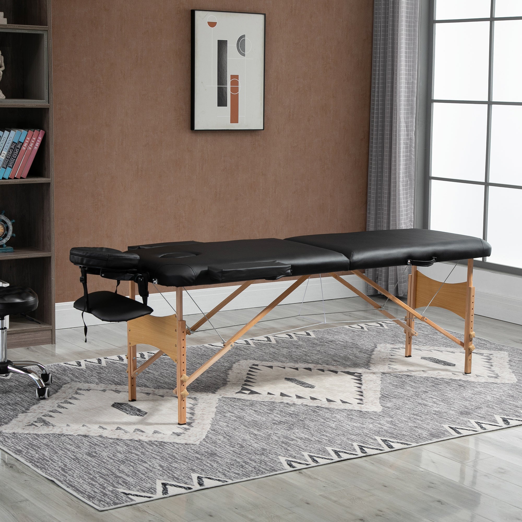 72 Inch Massage Table Bed Spa Facial Couch Table Adjustable Foldable with Free Carry Case Black Portable Massage Tables   at Gallery Canada