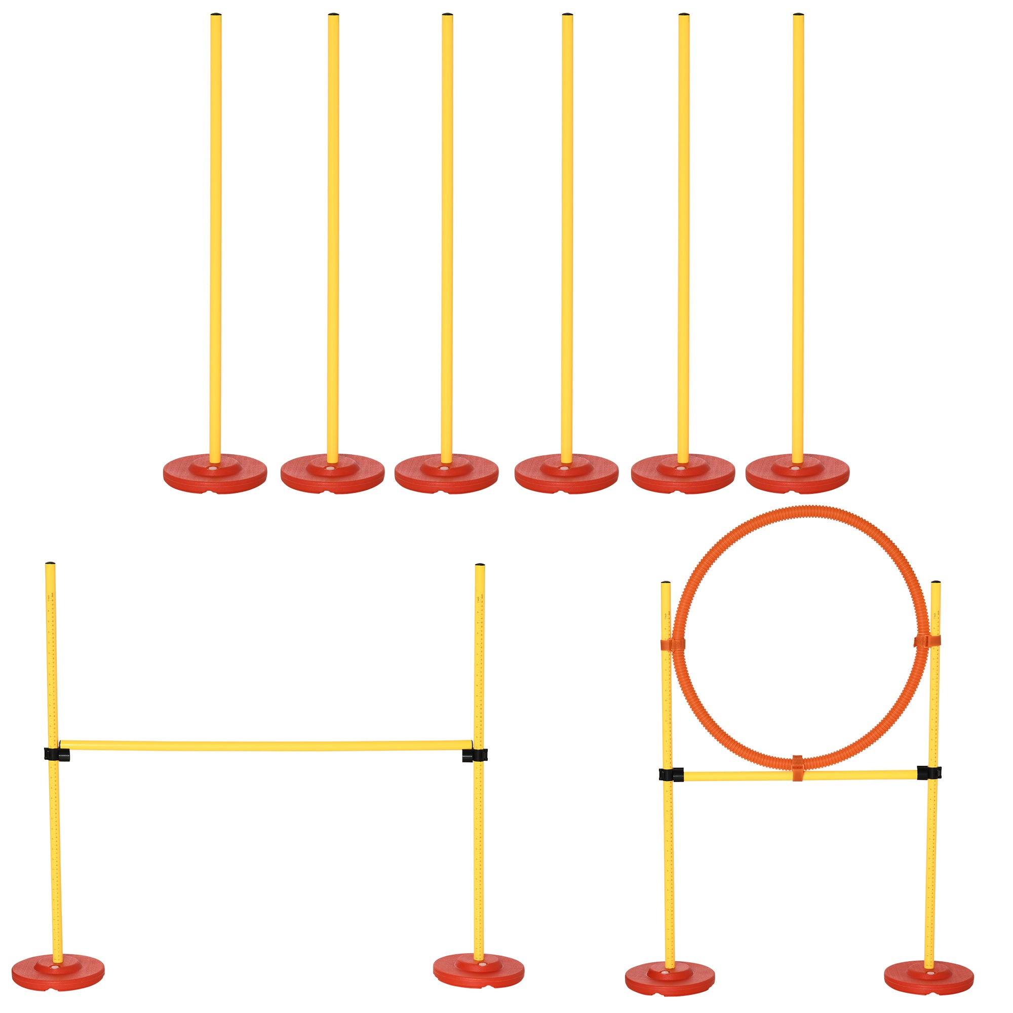 3PCs Portable Pet Agility Training Obstacle Set for Dogs w/ Adjustable Weave Pole, Jumping Ring, Adjustable High Jump Dog Agility Training Equipment at Gallery Canada
