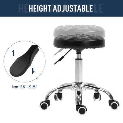 Rolling Swivel Padded Salon Stool with Adjustable Height Wheeled Tattoo Massage Chair Beauty SPA Bar Seat with Thick Padded Black Salon Stools   at Gallery Canada