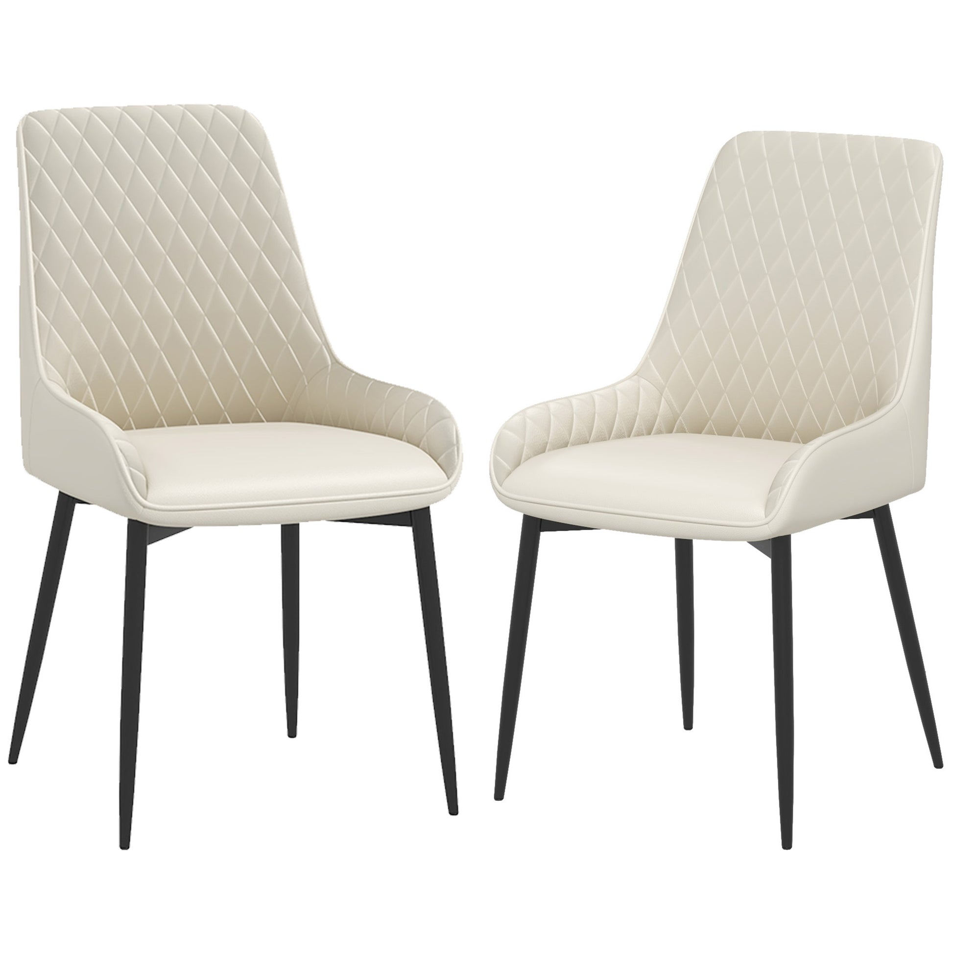 Modern Dining Chairs Set of 2, PU Leather Kitchen Chairs with Metal Legs for Dining Room, Living Room, Cream White Dining Chairs   at Gallery Canada