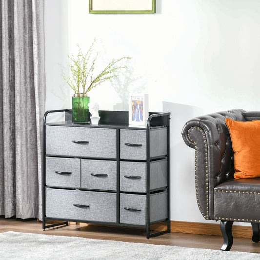 7-Bin Dresser Storage Tower Cabinet Organizer Unit, Easy Pull Fabric Bins with Metal Frame for Bedroom Storage Cabinets   at Gallery Canada