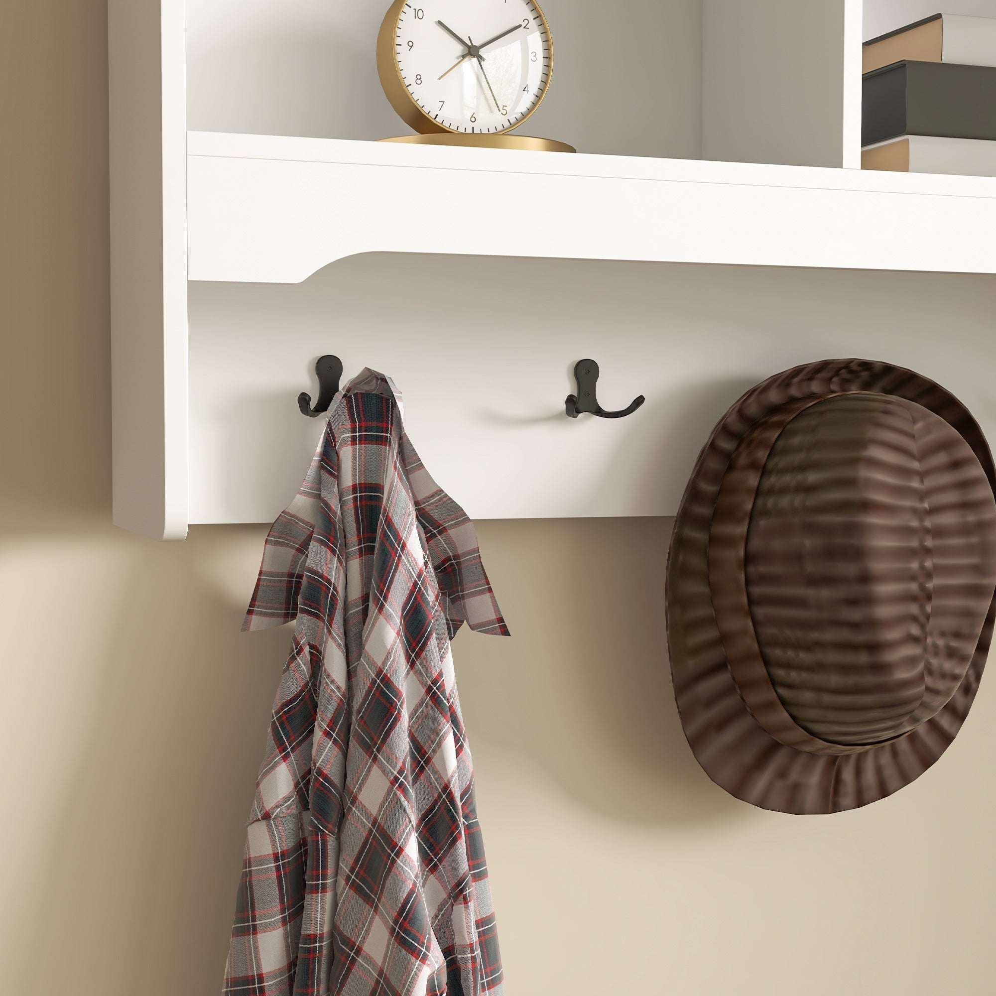 Wall Mounted Coat Rack with Shoe Storage Bench, Hall Tree and Bench, Clothes Hanger Rack with Shelves for Hallway White Clothing Storage   at Gallery Canada