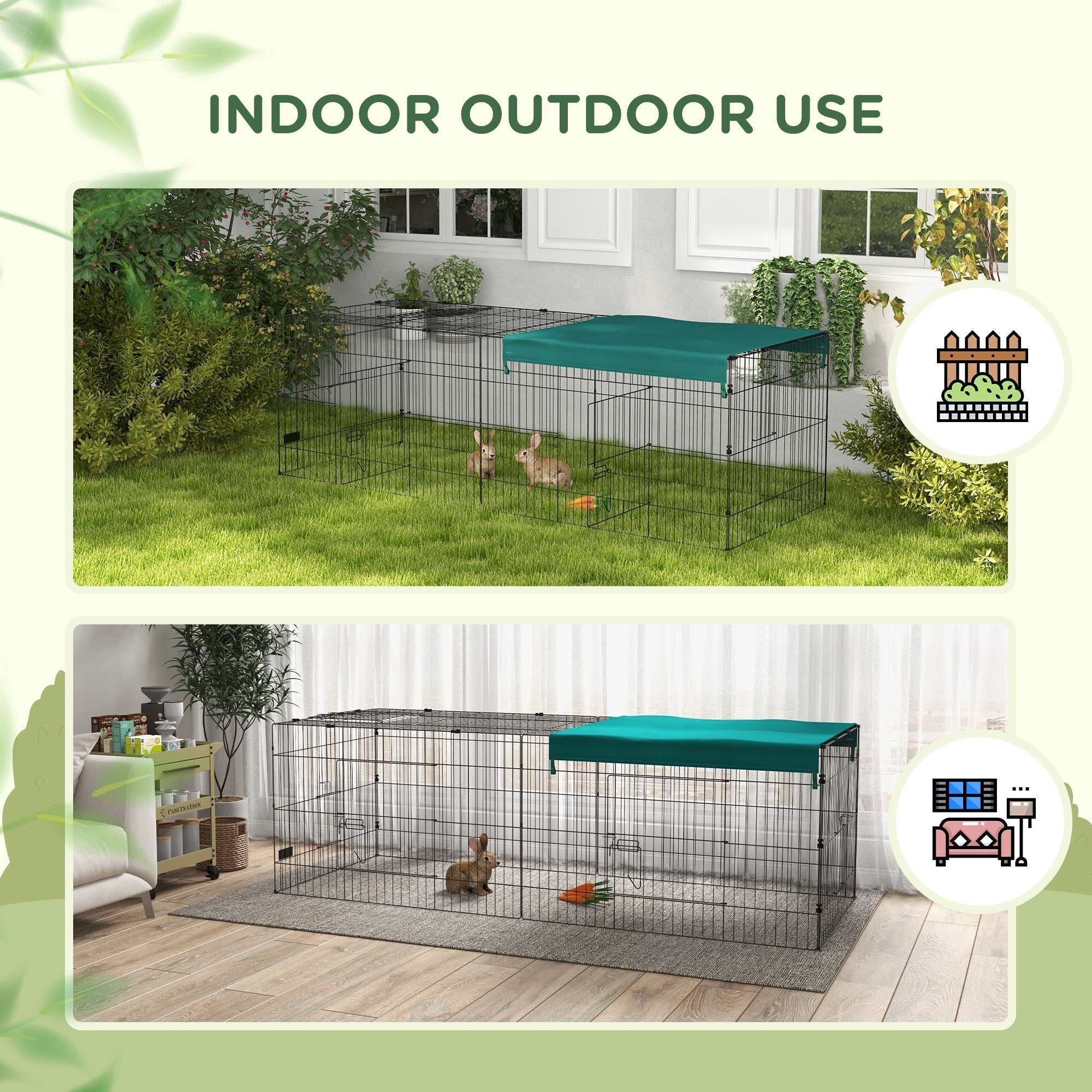 Small Animal Cage with Roof, Indoor/Outdoor Use, for Chicken, Rabbits, Chinchillas, 87