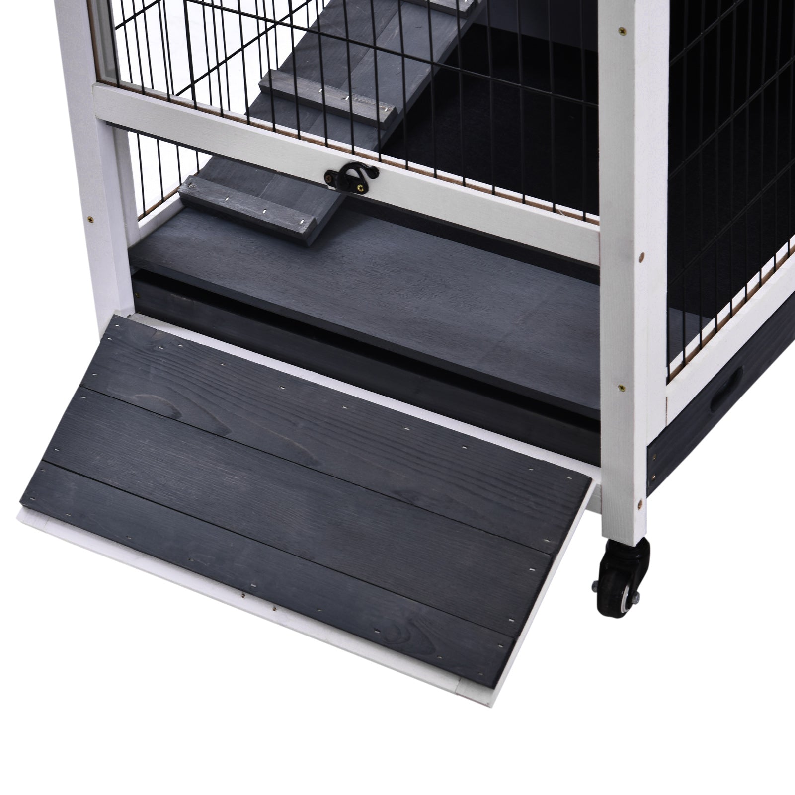 Wooden Indoor Rabbit Hutch Elevated Cage Habitat with Enclosed Run with Wheels, Ideal for Rabbits and Guinea Pigs, White Rabbit Hutch at Gallery Canada